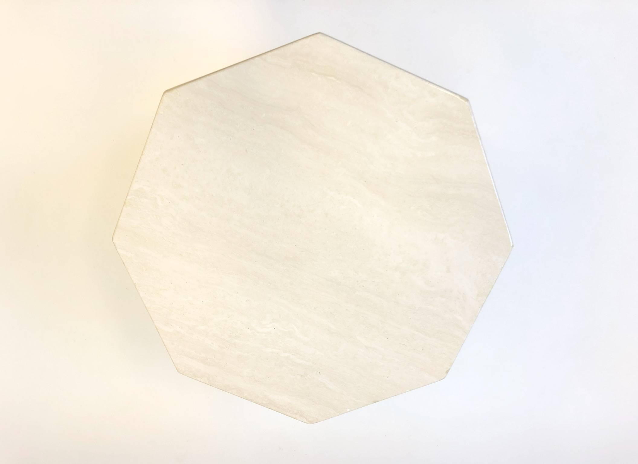 Octagonal Shape Italian Travertine Cocktail Table In Excellent Condition In Palm Springs, CA