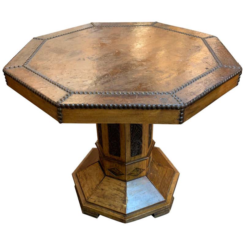 1970s Moroccan Octagonal Side Table in Hand-Painted Wood For Sale at ...