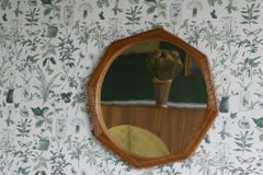 Octagonal Shaped Wall Mounted Mirror, Handcrafted with Pencil Reed Rattan