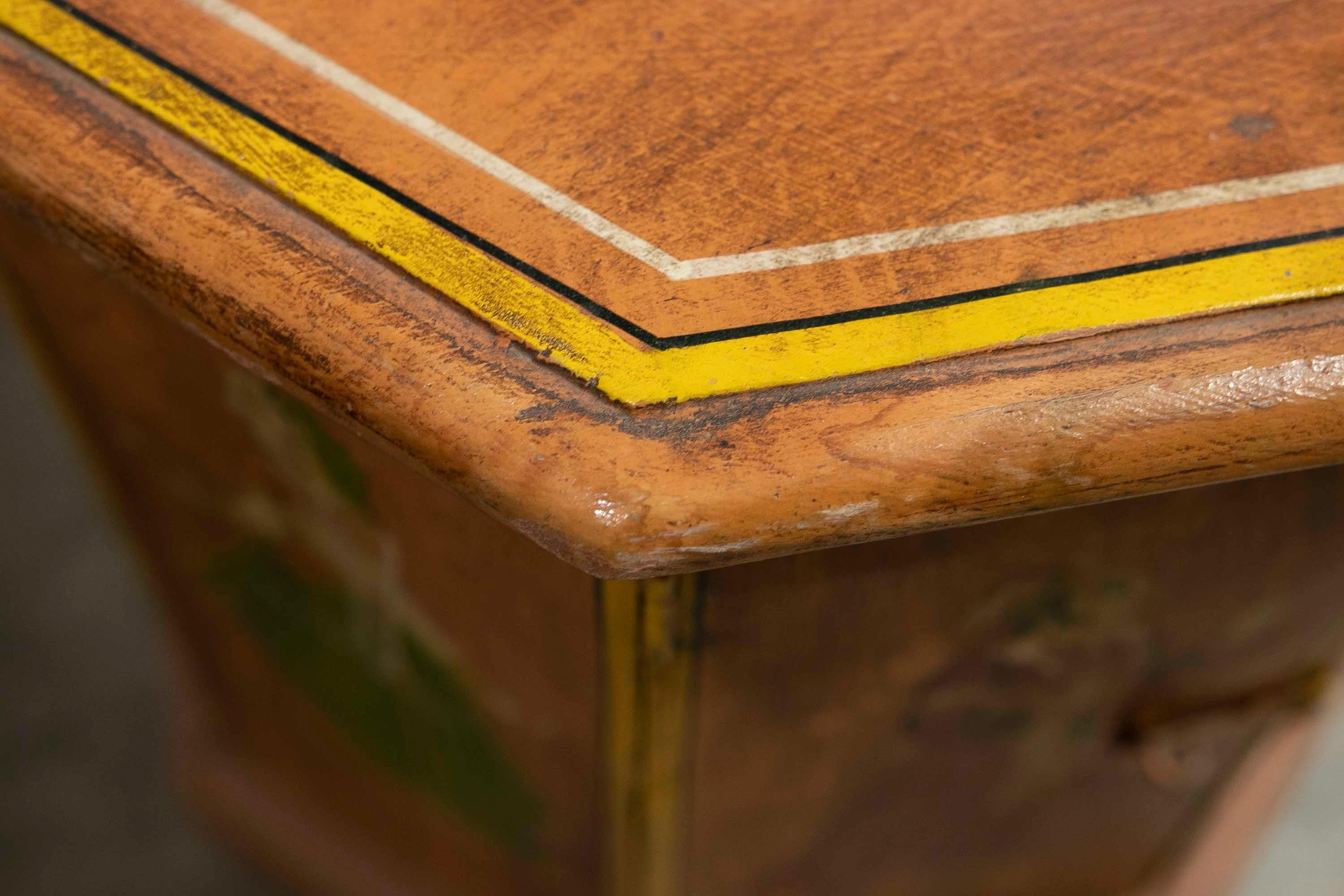 Octagonal Shaped Wooden Octagonal Coffee Table Hand-Painted with Indian scenes 10
