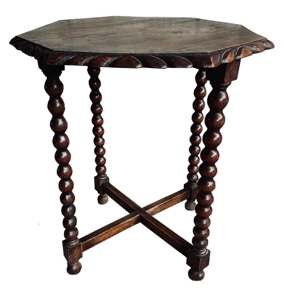 Mahogany Octagonal Side Table Bobbin Turned Legs, Late 19th Century