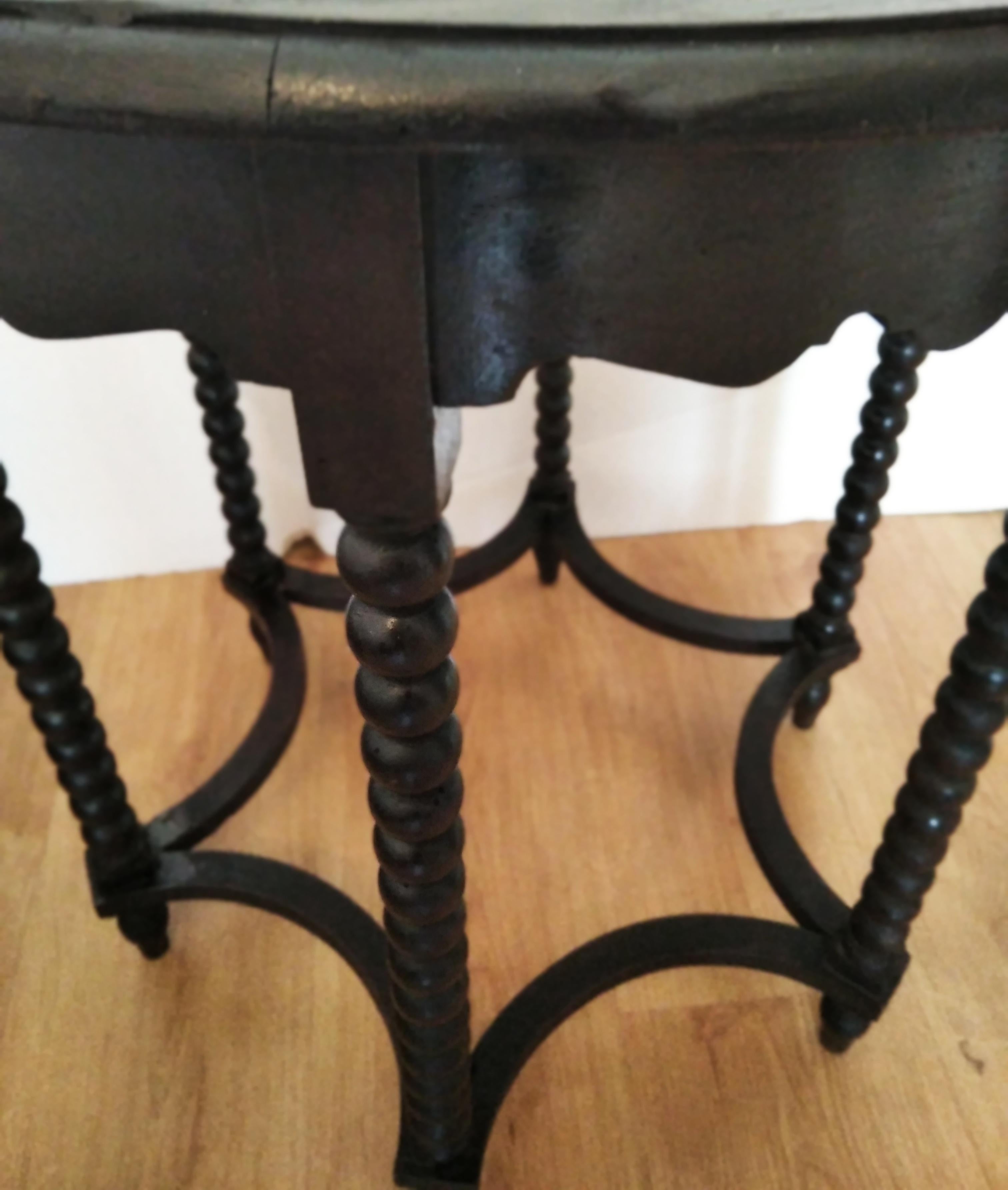 Round Side Table Bobbin Turned Legs, Late 19th Century In Good Condition In Mombuey, Zamora