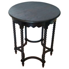 Round Side Table Bobbin Turned Legs, Late 19th Century