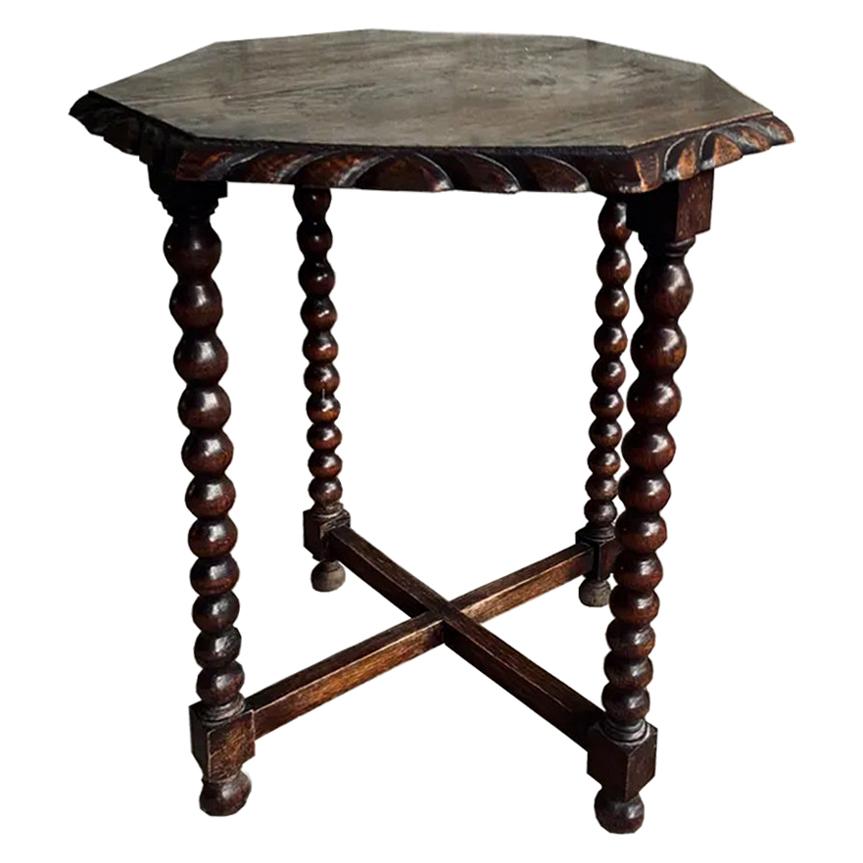 Octagonal Side Table Bobbin Turned Legs, Late 19th Century