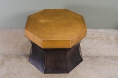 Octagonal Side Table with Brass, Antique Copper by Robert Kuo, Limited Edition