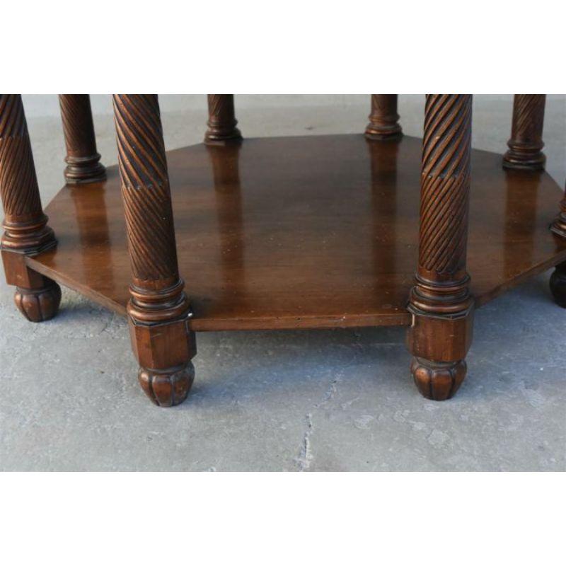Octagonal Side Table with Double Walnut Top For Sale 1