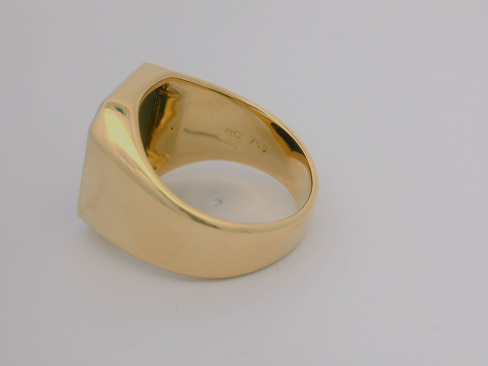Achteckiger Siegelring, 18k Gelbgold, niccolo 14,2 x 12,2 mm mit Gravur für Damen oder Herren im Angebot