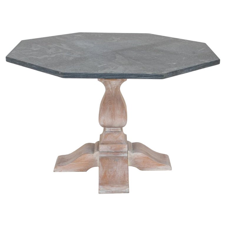 Octagonal Slate Top Table W/ Cereused Oak Base For Sale at 1stDibs