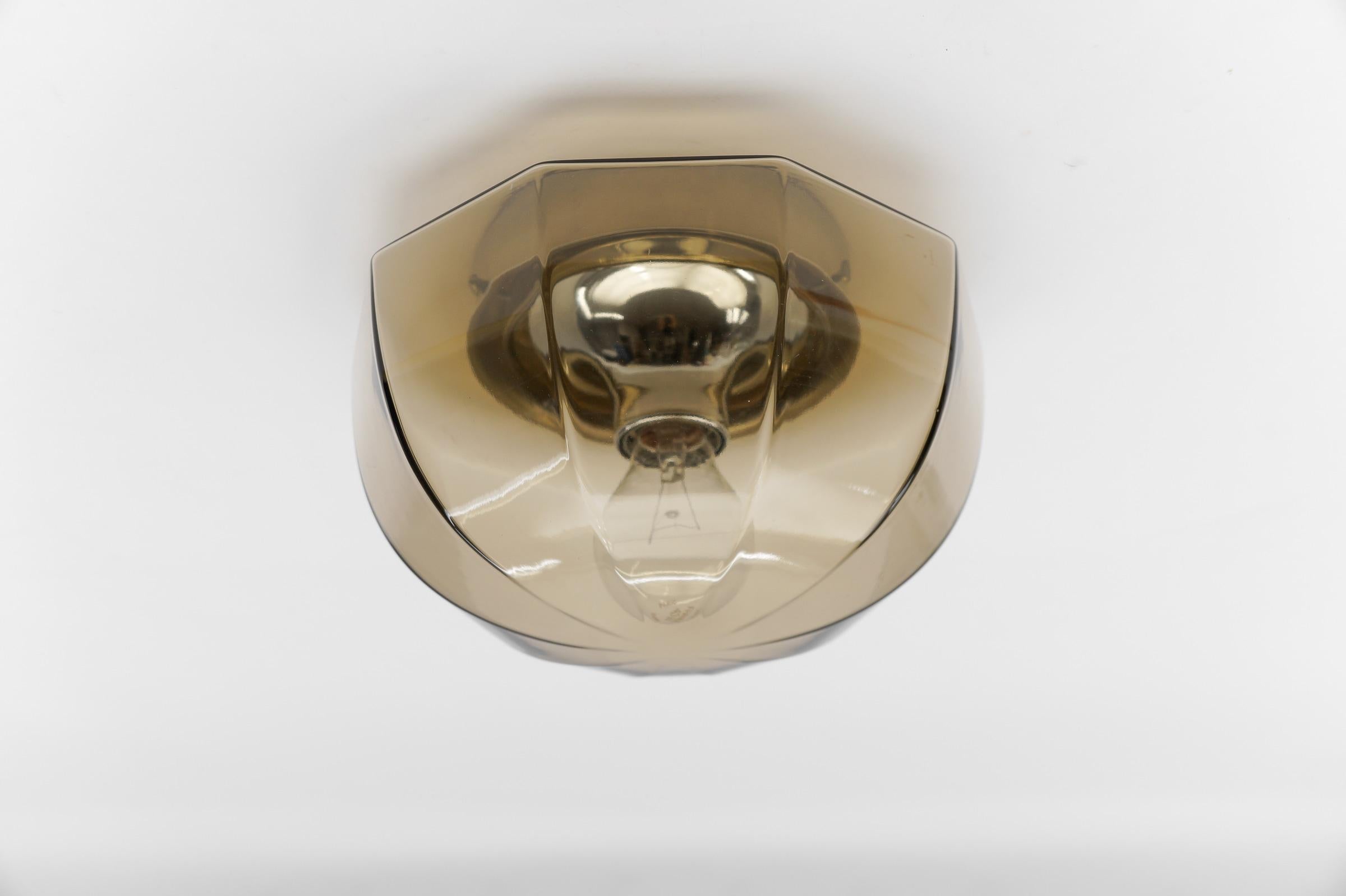 Octagonal Smoked Glass Flush Mount Light, Germany 1960s  In Good Condition For Sale In Nürnberg, Bayern