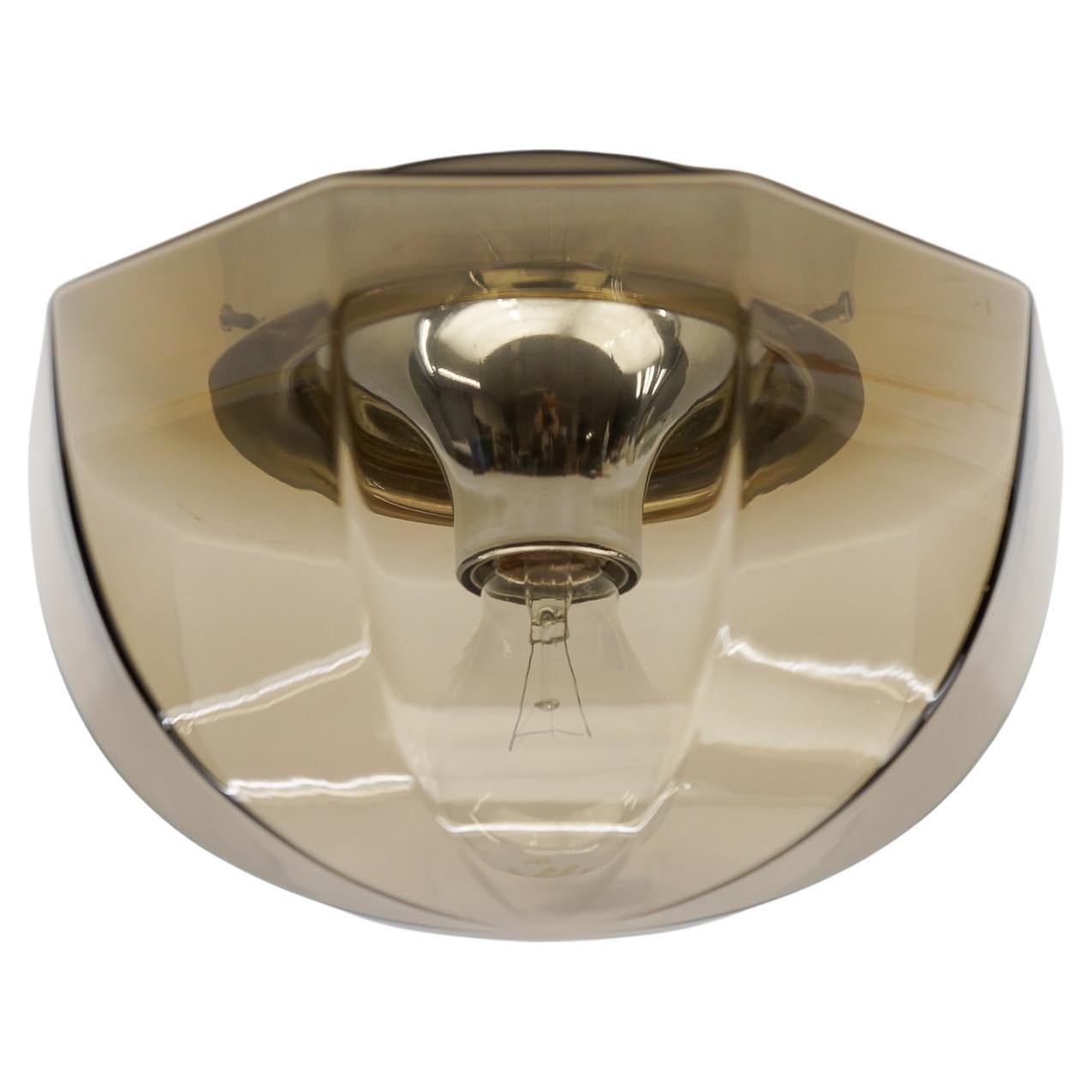 Octagonal Smoked Glass Flush Mount Light, Germany 1960s