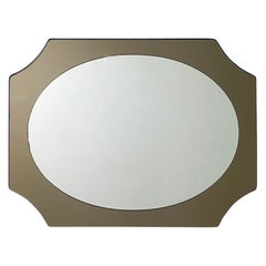 Espejo de pared octogonal ahumado de los años 60, de estilo Fontana Arte.