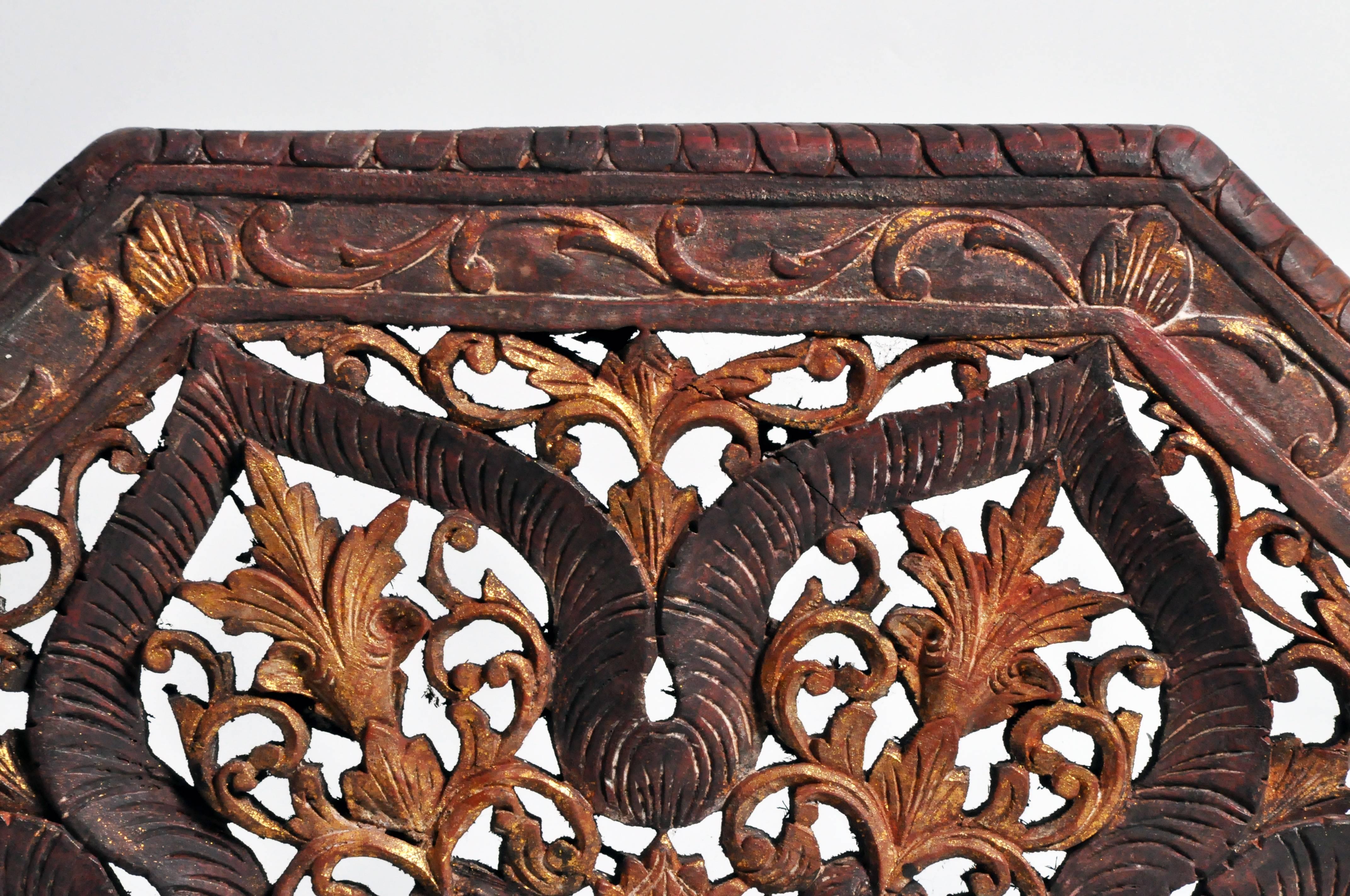 Contemporary Octagonal Southeast Asian Carved Flower Panel