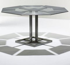 Octagonal Steel and Glass Dining Table by Nadine Charteret, c. 1970