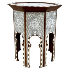 Octagonal Syrian Mother of Pearl Inlay Side Table