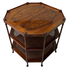 Octagonal Three Tiered Walnut 
Caned Side Table