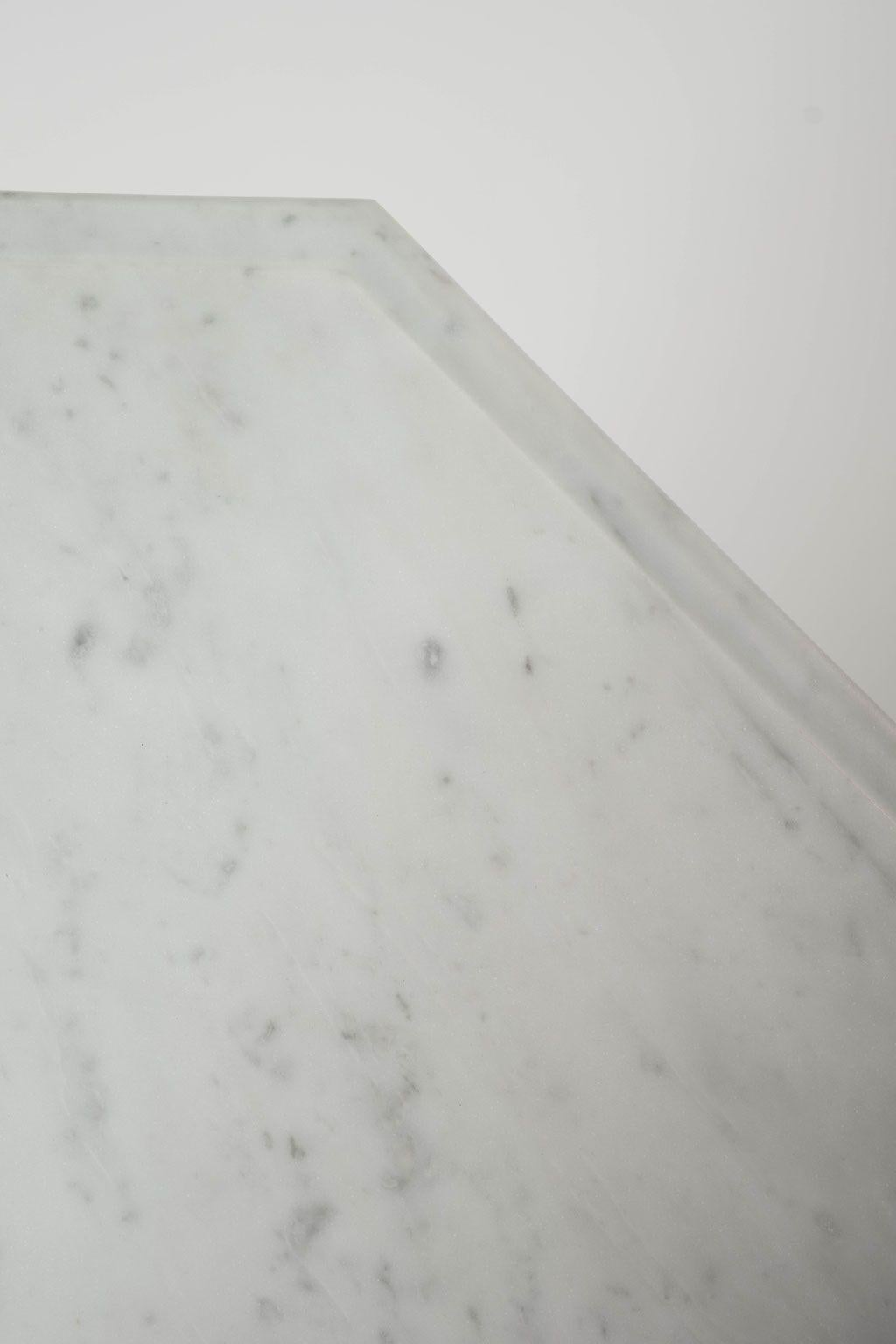 Carved Octagonal Top Dining Table in Carrara Marble For Sale