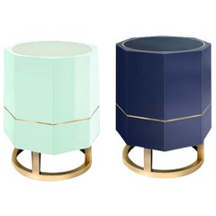 Octagonal "Tort" Side Table in Colorful High Gloss Lacquer Finish