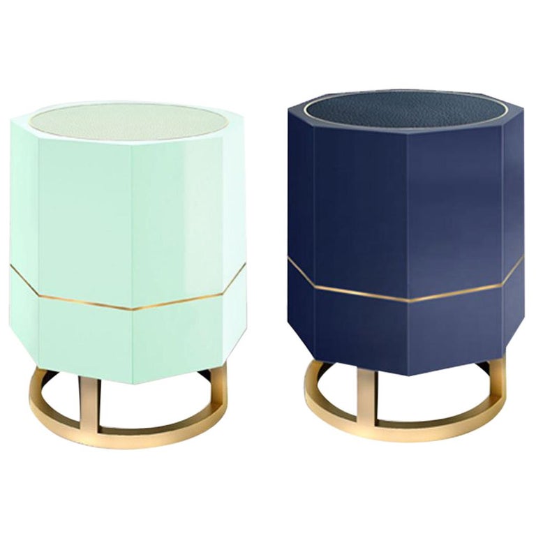 Octagonal Tort Side Table In Colorful High Gloss Lacquer Finish