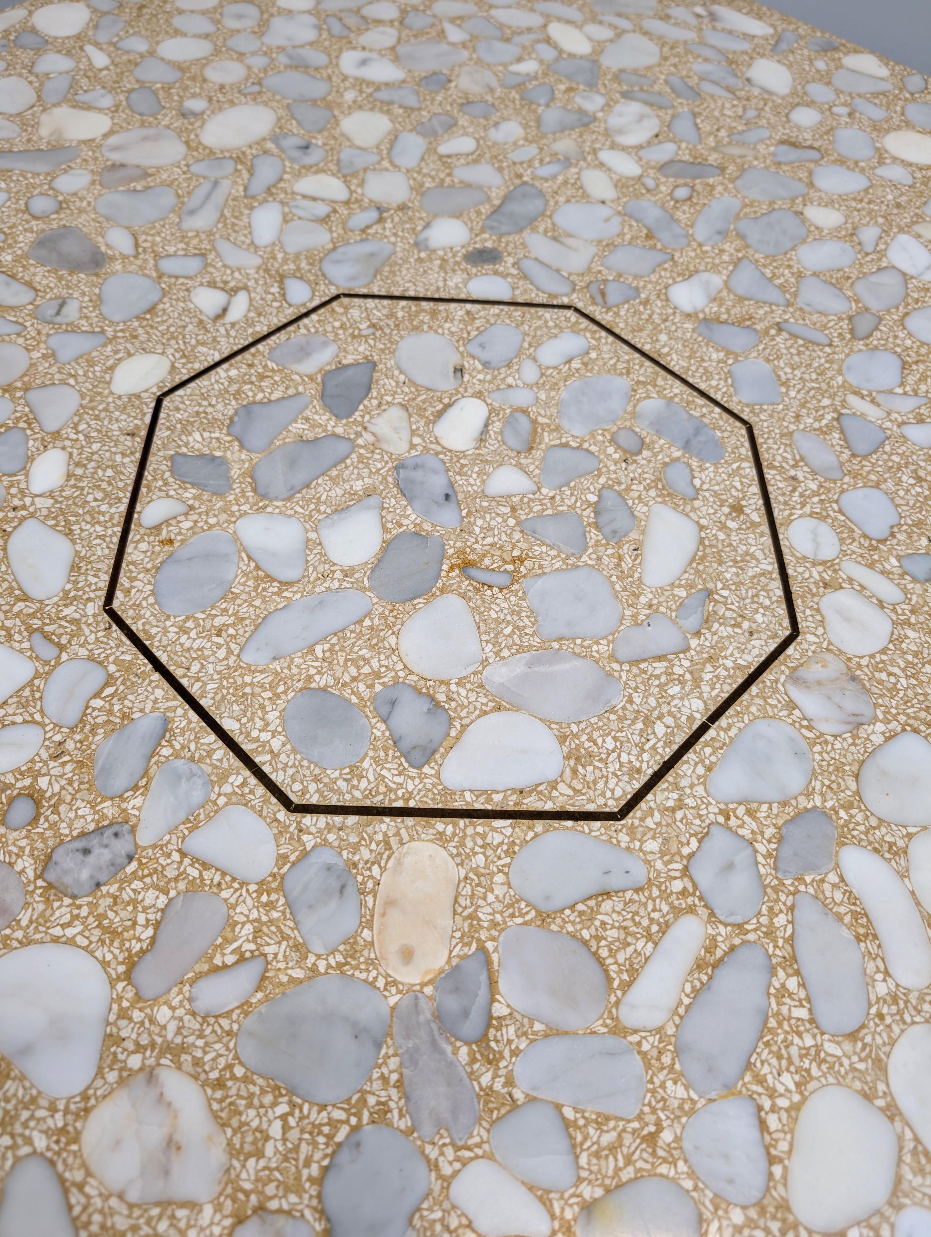 Octagonal Travertine and Marble Coffee Table by Harvey Probber For Sale 1