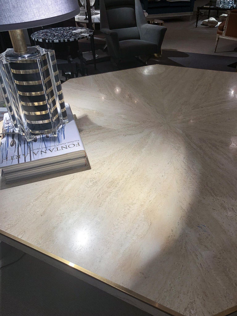 Octagonal Travertine Center Table, Italy, 1970s For Sale at 1stdibs