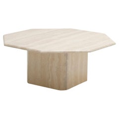 Table basse octogonale en travertin, 1970