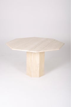 Octagonal Travertine Dining Table, 1970s