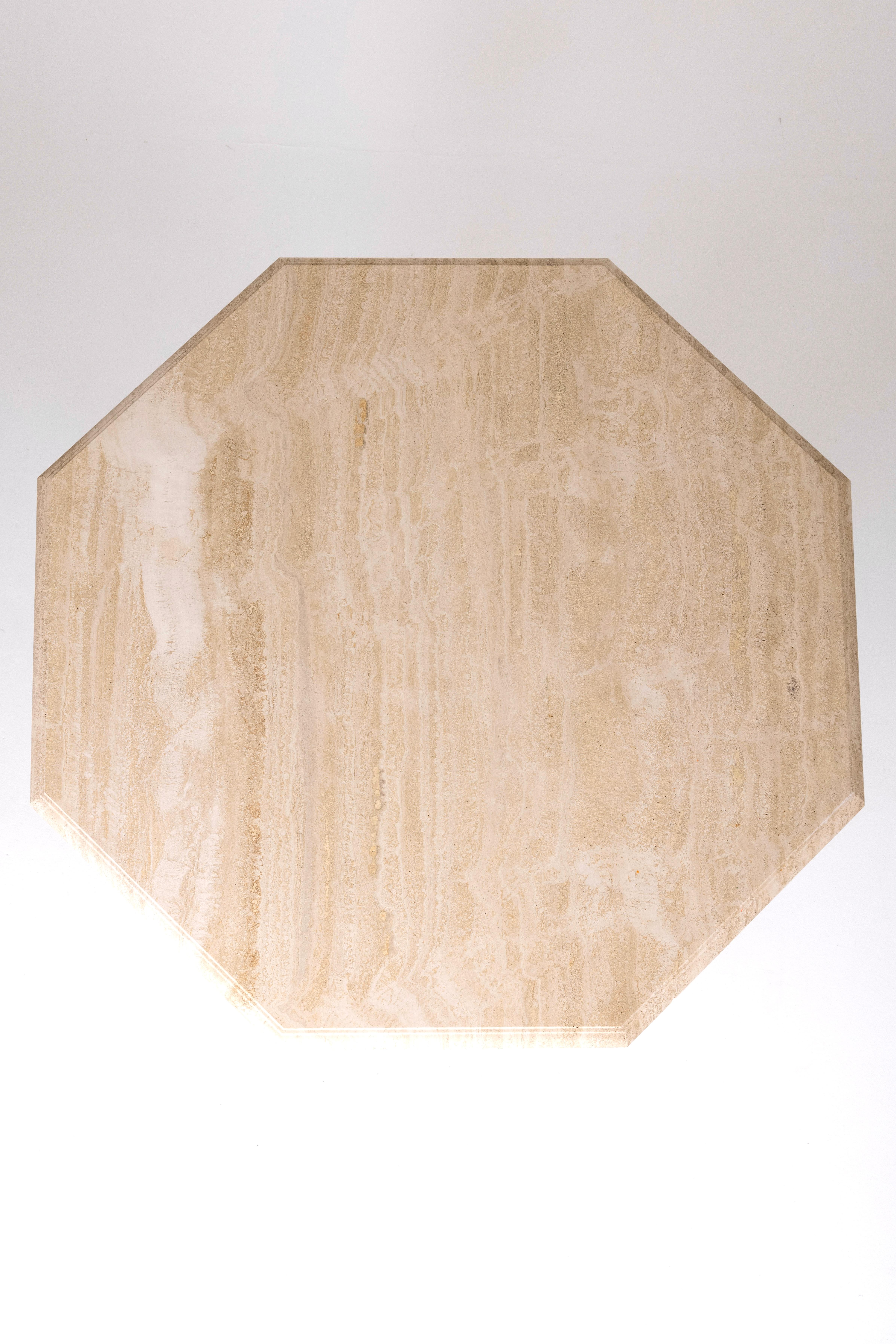 Octagonal travertine dining table. For Sale 1