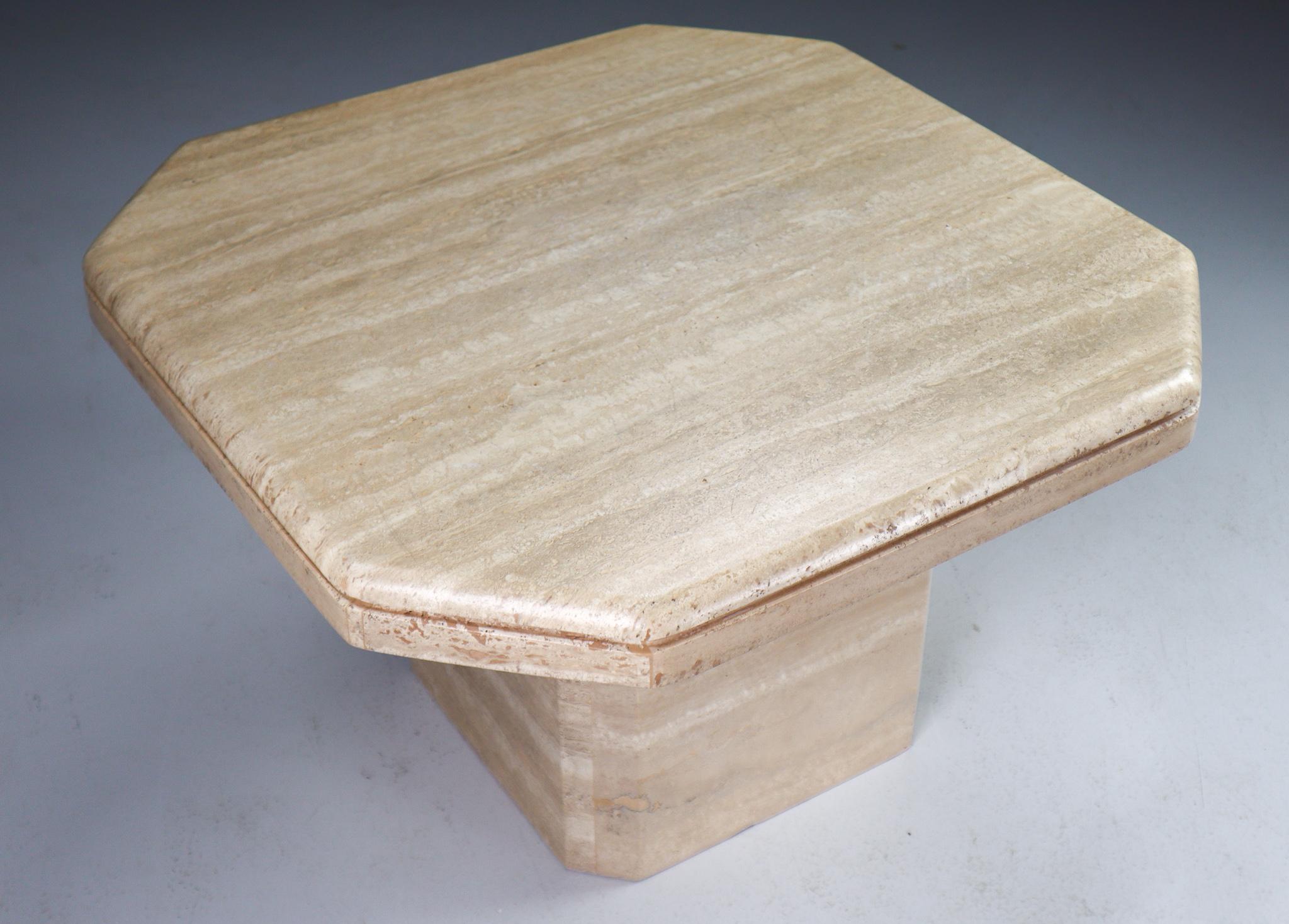 Octagonal Travertine Side Table, Italy, 1970 In Good Condition In Almelo, NL