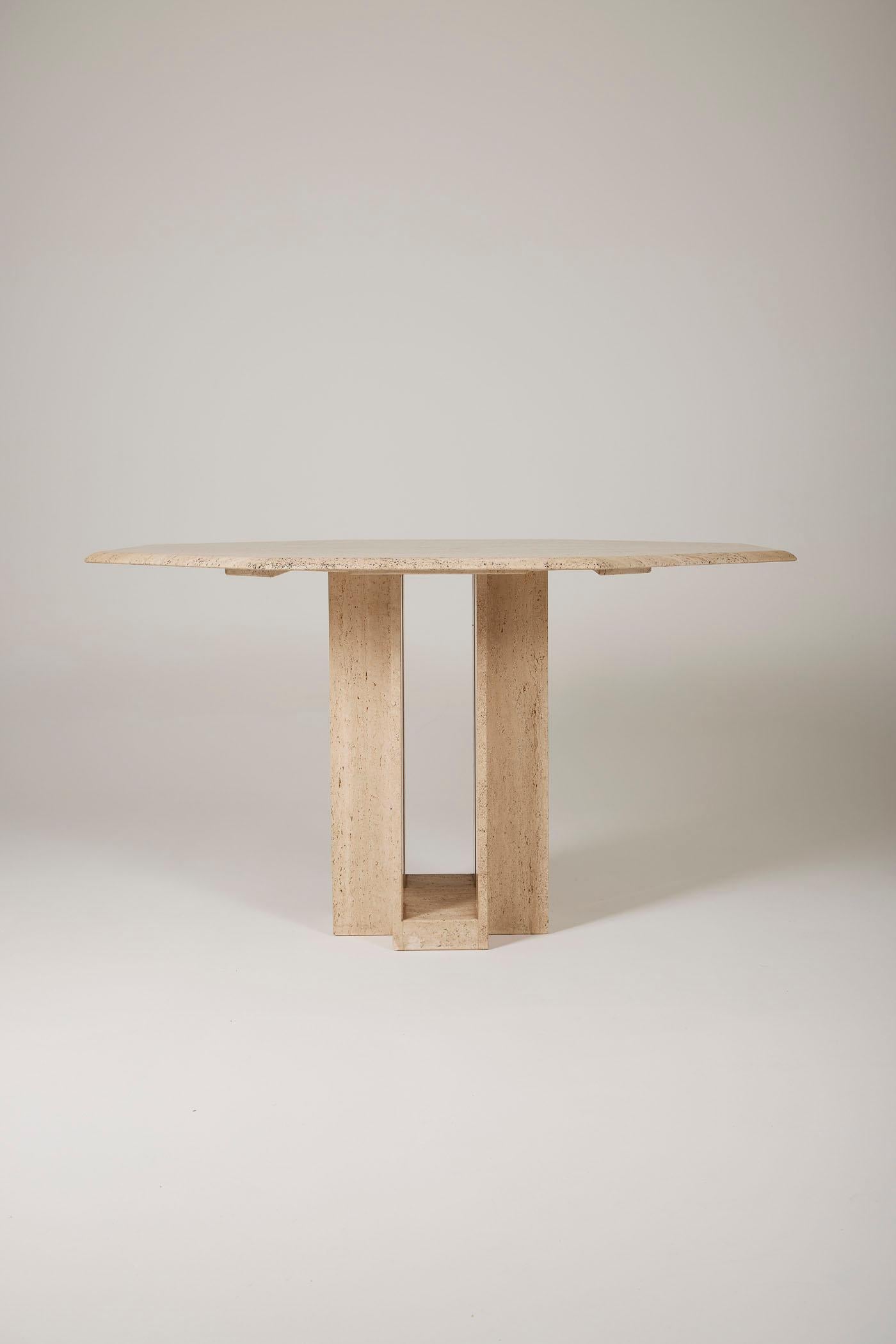 Octagonal travertine table In Good Condition For Sale In PARIS, FR