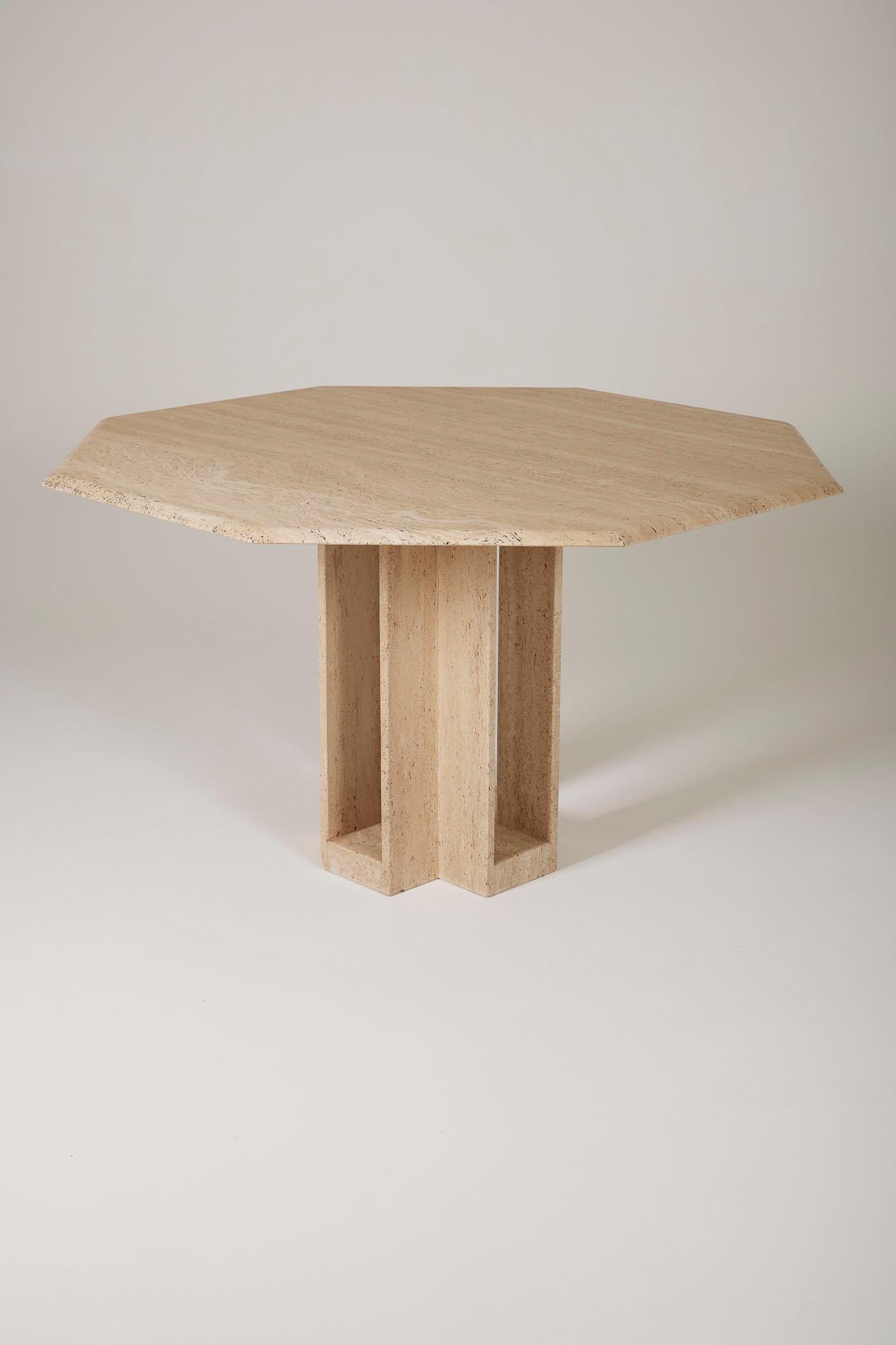 Octagonal travertine table For Sale 1