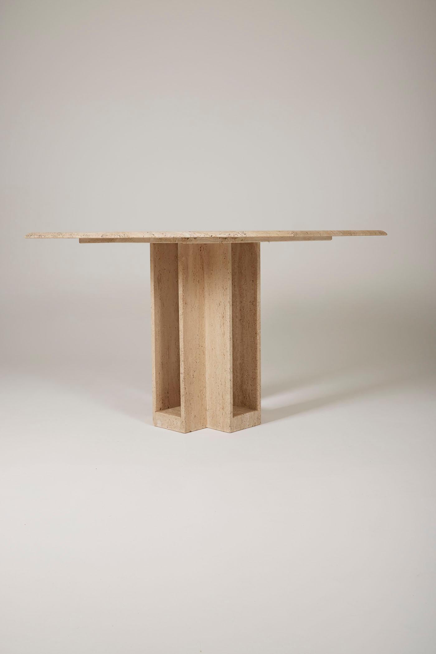 Octagonal travertine table For Sale 2