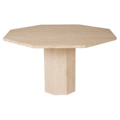 Octagonal travertine table