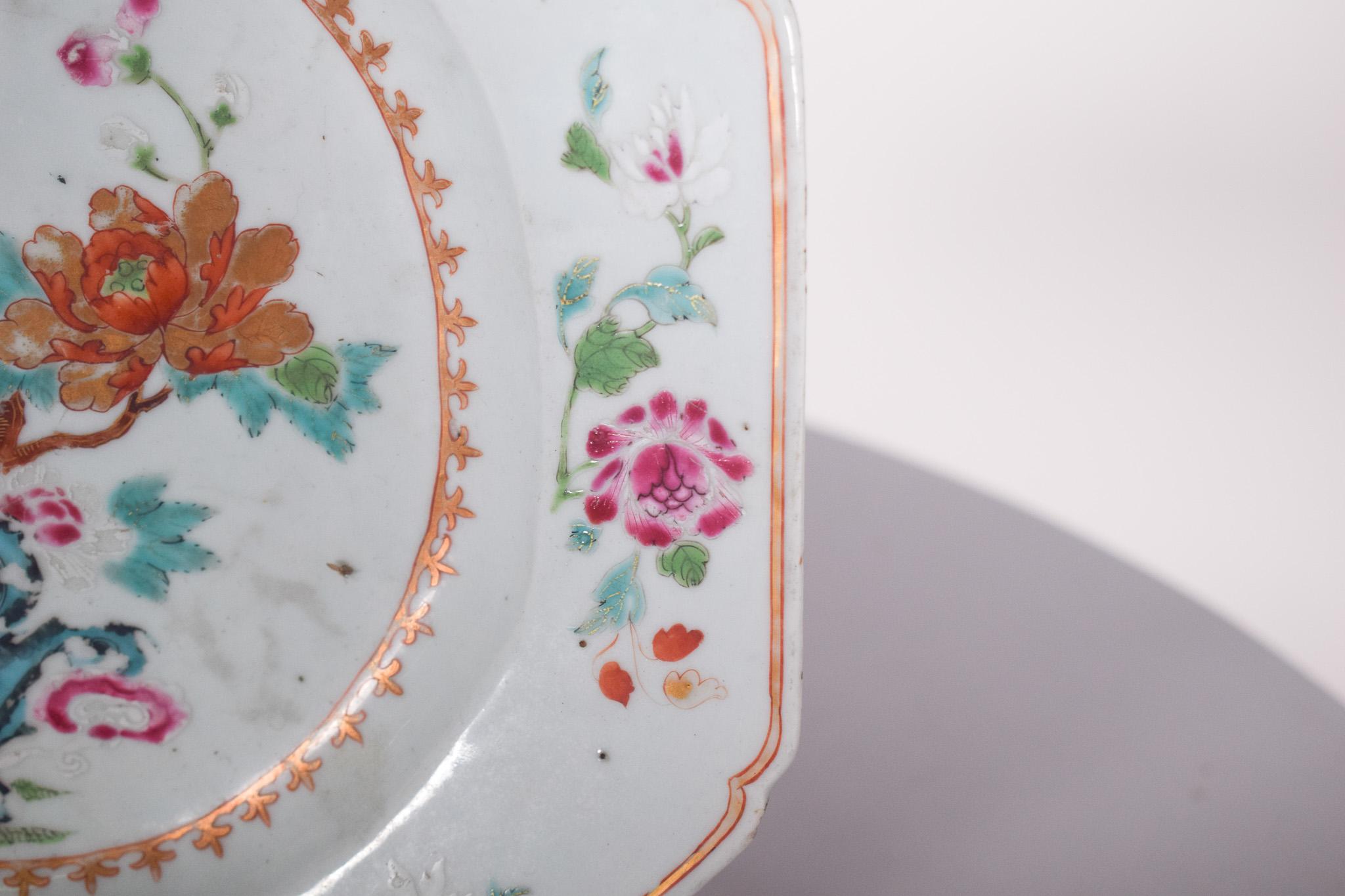 Bandeja octogonal de porcelana china para exportación en Desgastado estado para la venta en Lisboa, Lisboa