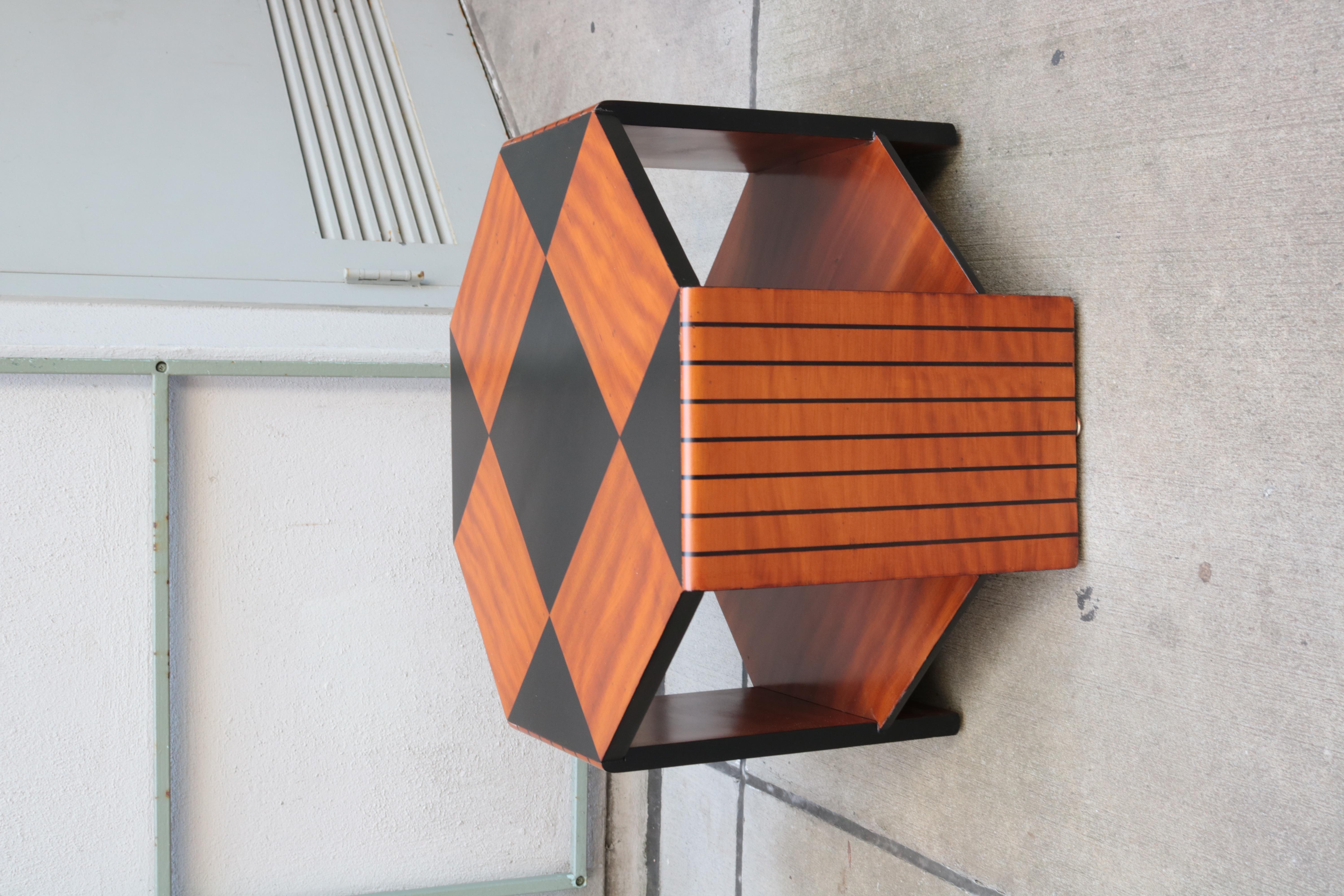 Ebony Octagonal Two-Tier Art Deco Side Table