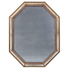 Octagonal Venetian Mirror with Blue Glass Border