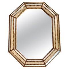 Octagonal Venetian Modern Hollywood Regency Mirror, Handmade in Spain, 1980s