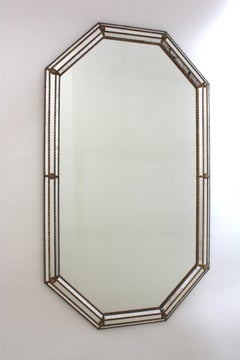 Octagonal Venetian Modern Large Wall Mirror with Brass Details