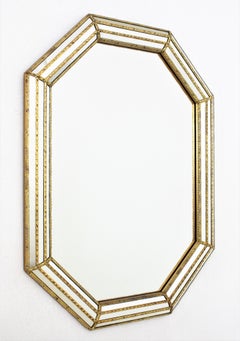 Venetian Modern Octagonal Mirror with Brass Details
