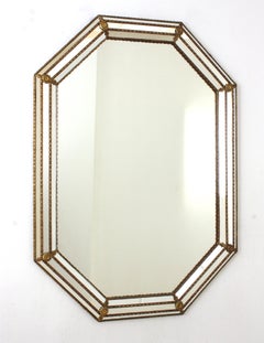 Octagonal Venetian Style Mirror with Brass Details