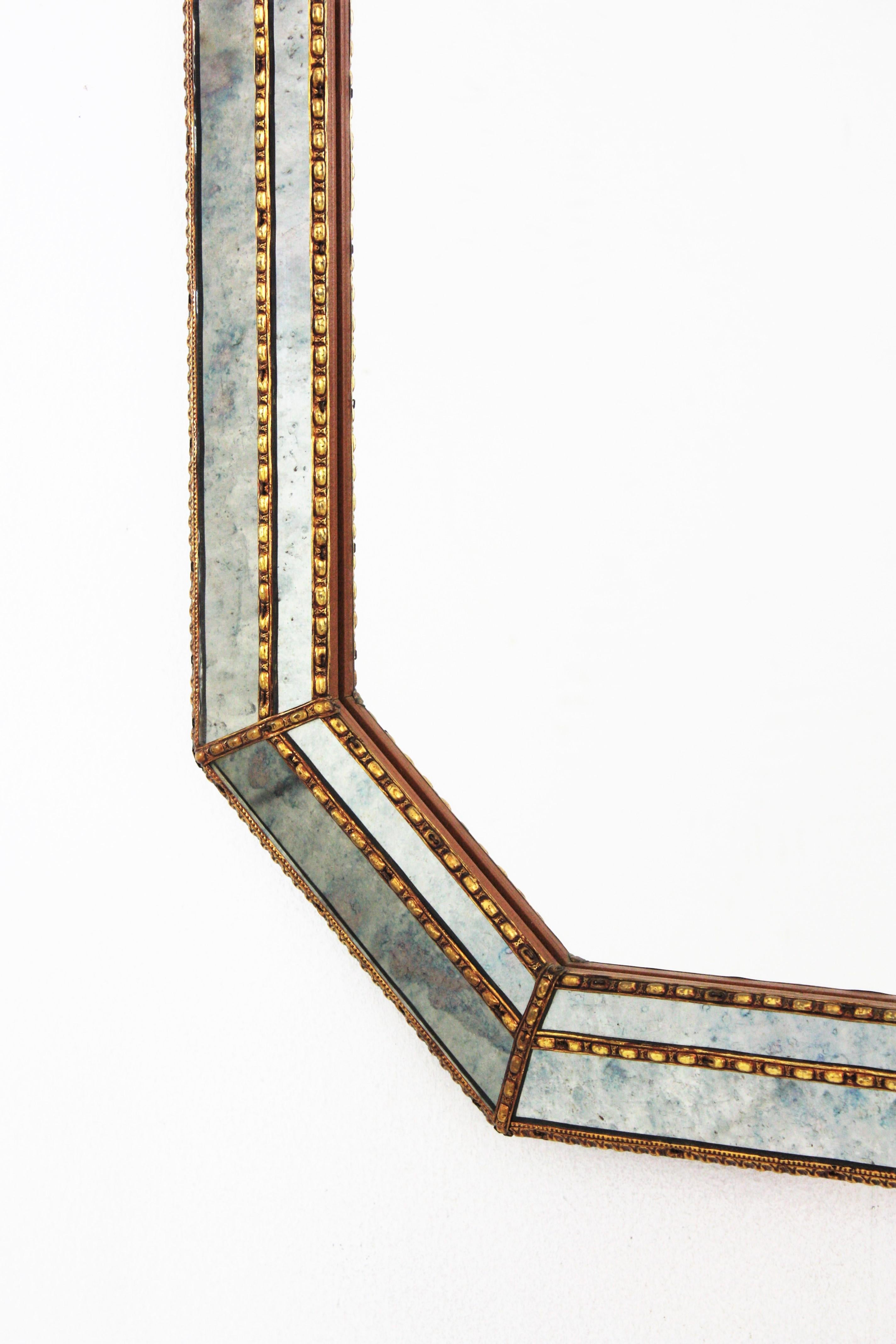 Octagonal Venetian Style Mirror with Brass Details 1