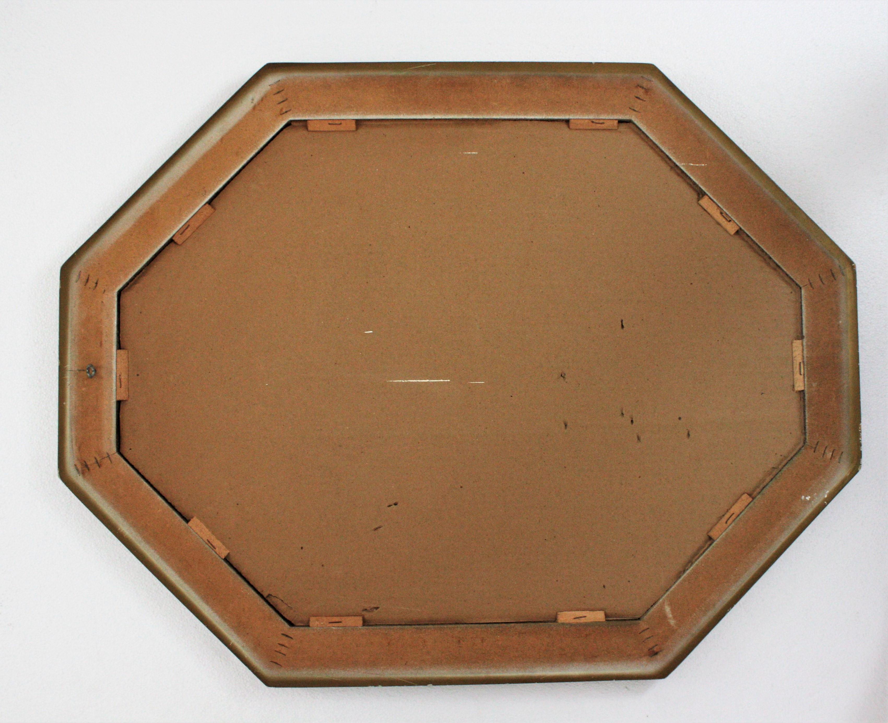 Octagonal Venetian Style Mirror with Brass Details 3