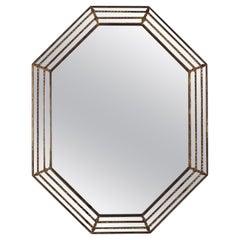 Octagonal Venetian Style Mirror with Brass Details