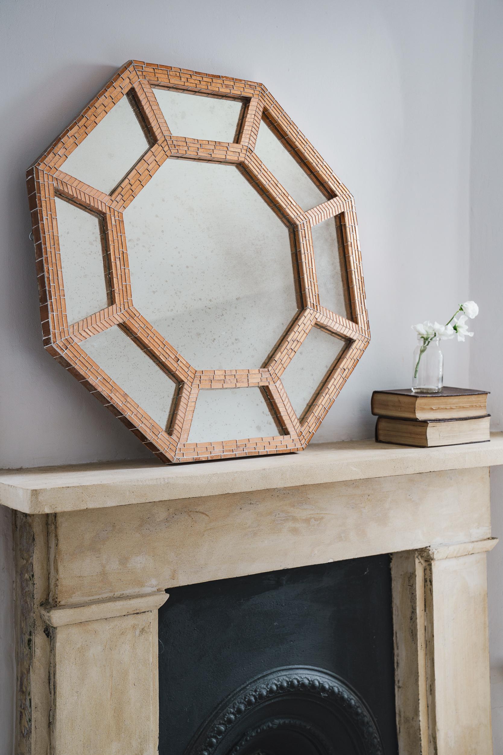 Octagonal Ventana Mosaic Mirror, Handmade in UK by Claire Nayman For Sale 5
