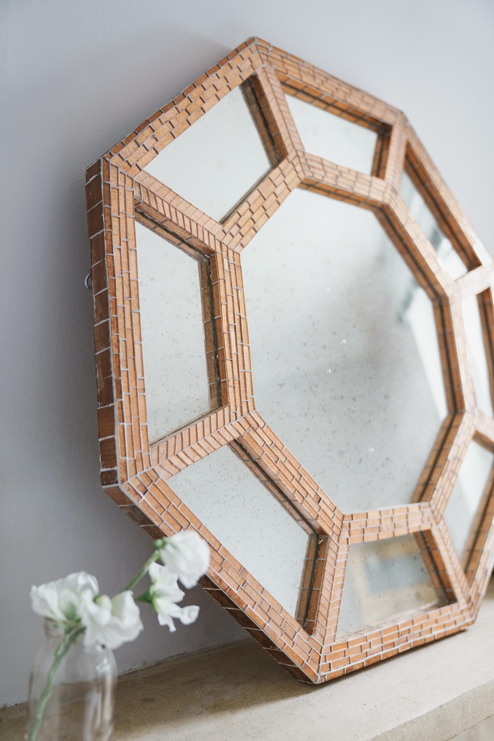 Other Octagonal Ventana Mosaic Mirror, Handmade in UK by Claire Nayman For Sale