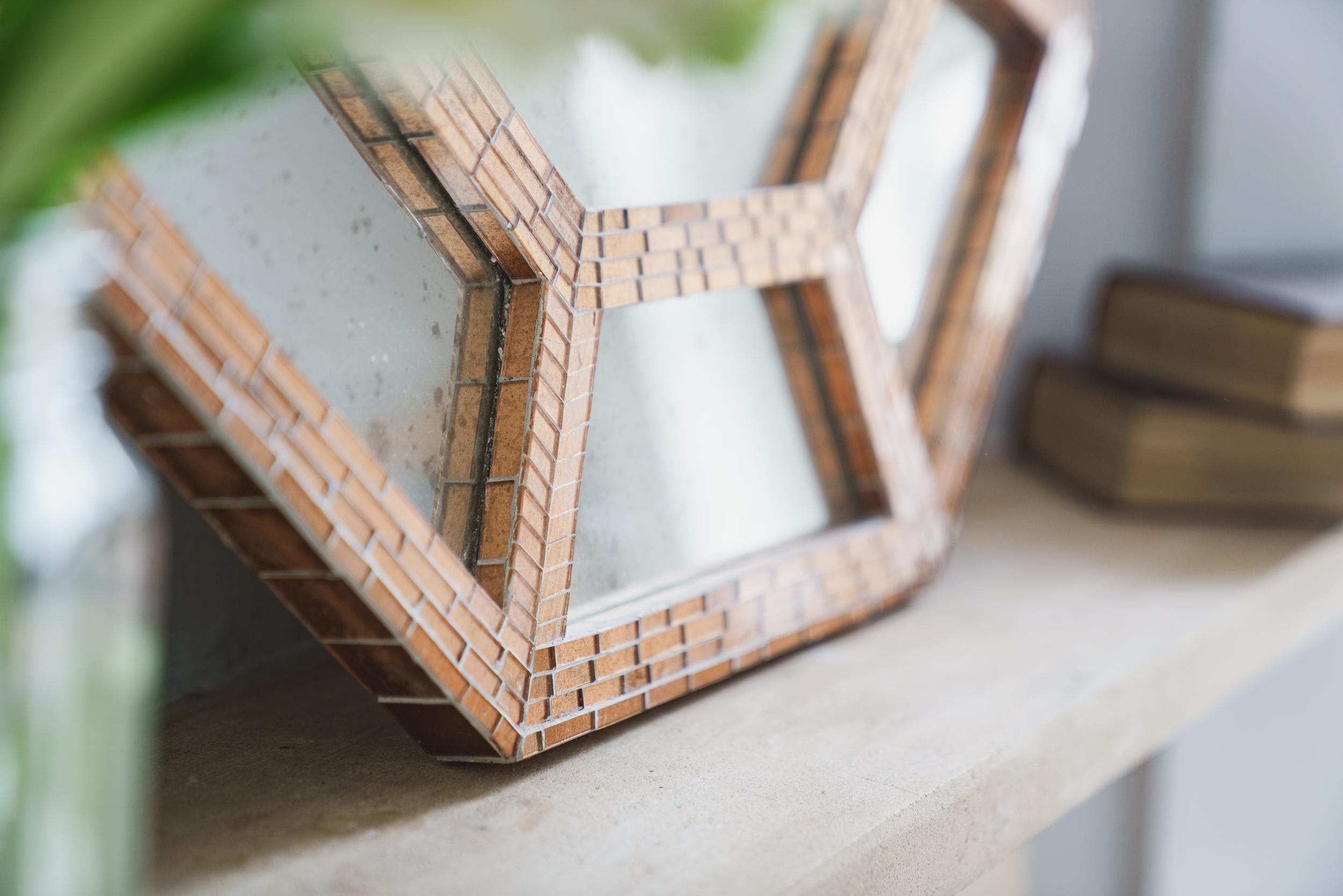 Contemporary Octagonal Ventana Mosaic Mirror, Handmade in UK by Claire Nayman For Sale