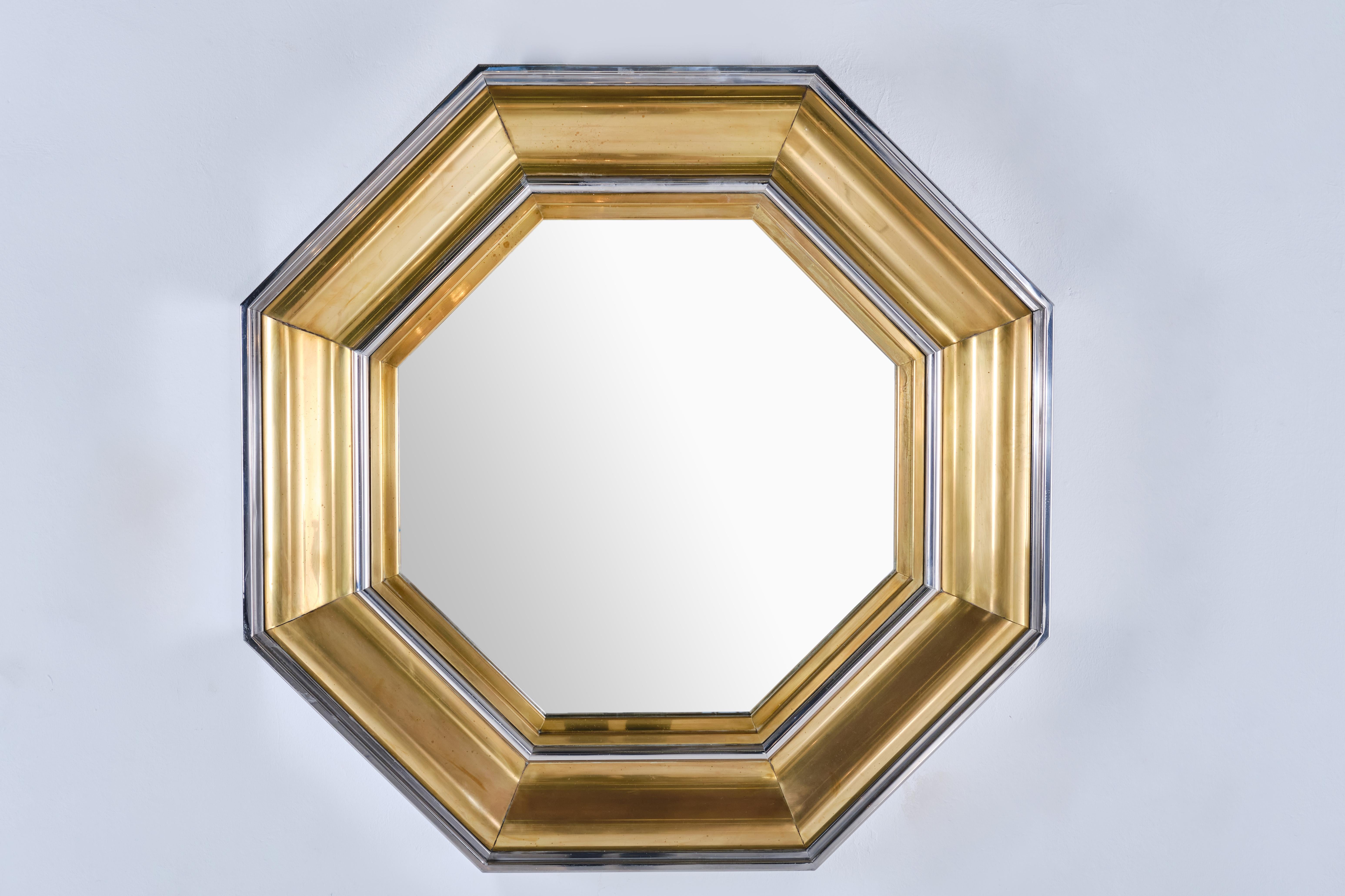 Mid-Century Modern Octagonal Wall Mirror by Sandro Petti for Maison Jansen, 1970s