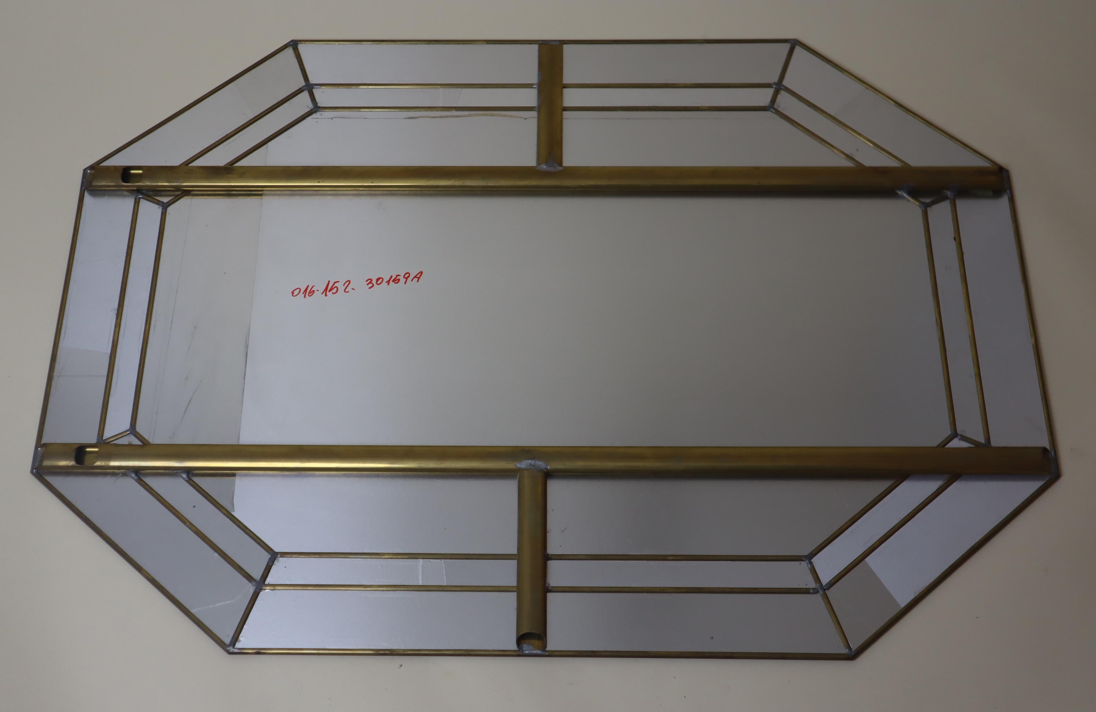 Octagonal Wall Mirror in Burl Wood Look in the Style of Jean Claude Mahey en vente 6