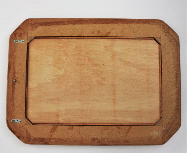 Octagonal Wall Mirror in Rattan and Woven Wicker For Sale at 1stDibs