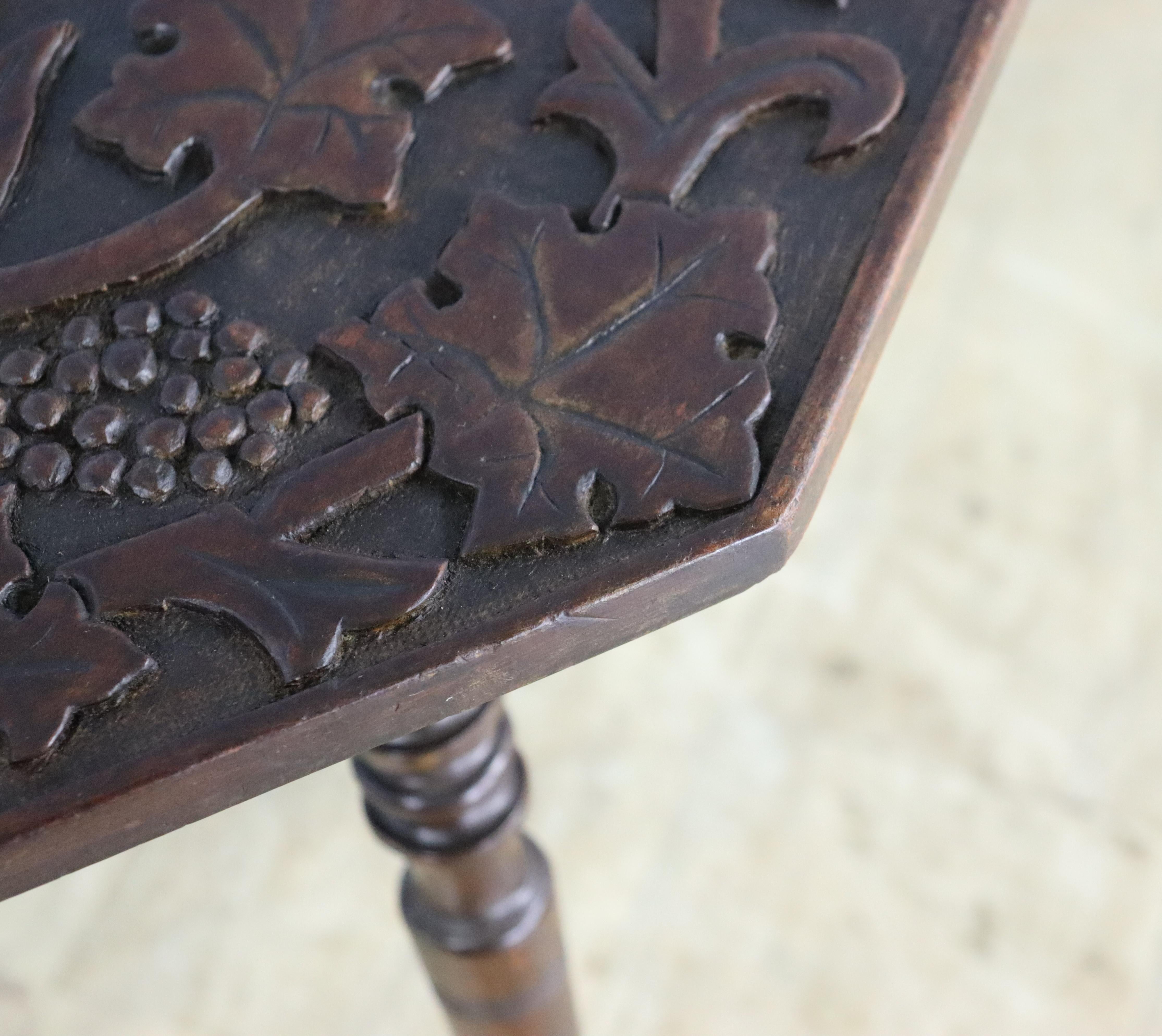 English Octagonal Walnut Arts & Crafts Cricket Table For Sale