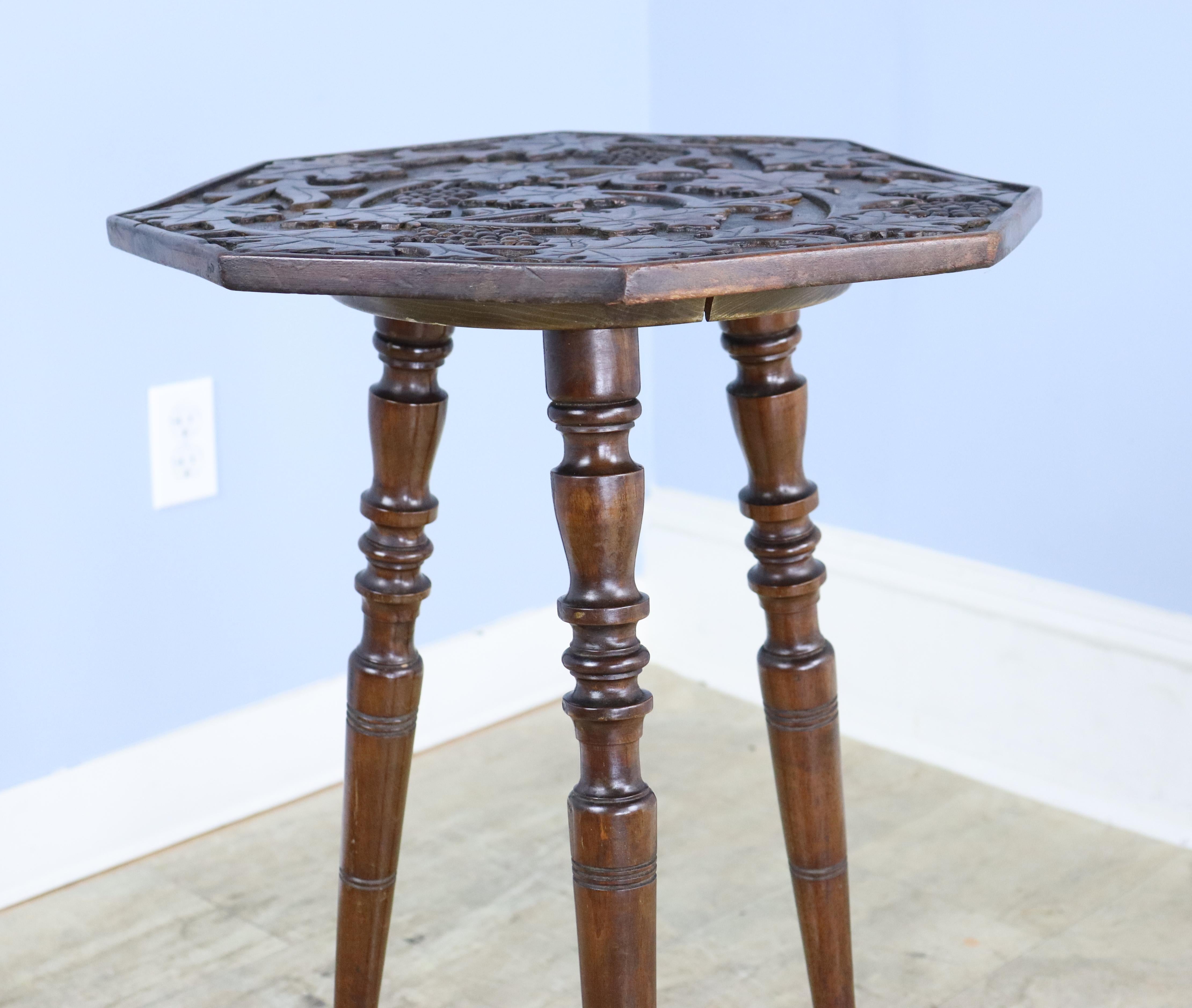 Early 20th Century Octagonal Walnut Arts & Crafts Cricket Table For Sale